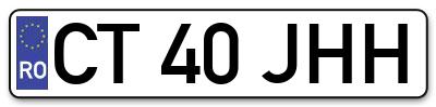 Placuta inmatriculare numar auto  CT-40-JHH, CT 40 JHH, CT40JHH