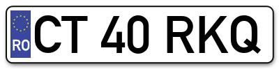 Placuta inmatriculare numar auto  CT-40-RKQ, CT 40 RKQ, CT40RKQ