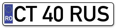 Placuta inmatriculare numar auto  CT-40-RUS, CT 40 RUS, CT40RUS