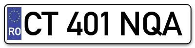 Placuta inmatriculare numar auto  CT-401-NQA, CT 401 NQA, CT401NQA