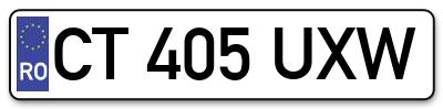 Placuta inmatriculare numar auto  CT-405-UXW, CT 405 UXW, CT405UXW