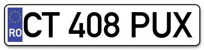 Placuta inmatriculare numar auto  CT-408-PUX, CT 408 PUX, CT408PUX
