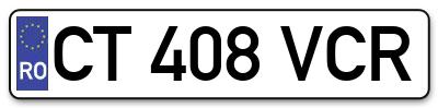 Placuta inmatriculare numar auto  CT-408-VCR, CT 408 VCR, CT408VCR