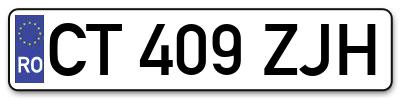 Placuta inmatriculare numar auto  CT-409-ZJH, CT 409 ZJH, CT409ZJH