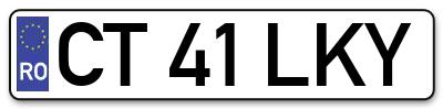 Placuta inmatriculare numar auto  CT-41-LKY, CT 41 LKY, CT41LKY