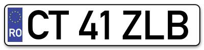 Placuta inmatriculare numar auto  CT-41-ZLB, CT 41 ZLB, CT41ZLB