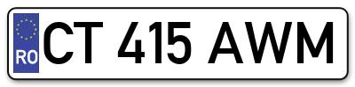 Placuta inmatriculare numar auto  CT-415-AWM, CT 415 AWM, CT415AWM