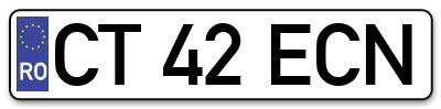 Placuta inmatriculare numar auto  CT-42-ECN, CT 42 ECN, CT42ECN