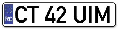 Placuta inmatriculare numar auto  CT-42-UIM, CT 42 UIM, CT42UIM