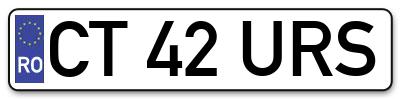 Placuta inmatriculare numar auto  CT-42-URS, CT 42 URS, CT42URS