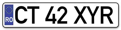 Placuta inmatriculare numar auto  CT-42-XYR, CT 42 XYR, CT42XYR