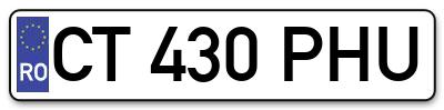 Placuta inmatriculare numar auto  CT-430-PHU, CT 430 PHU, CT430PHU