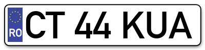 Placuta inmatriculare numar auto  CT-44-KUA, CT 44 KUA, CT44KUA