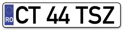 Placuta inmatriculare numar auto  CT-44-TSZ, CT 44 TSZ, CT44TSZ
