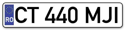 Placuta inmatriculare numar auto  CT-440-MJI, CT 440 MJI, CT440MJI