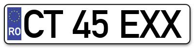 Placuta inmatriculare numar auto  CT-45-EXX, CT 45 EXX, CT45EXX