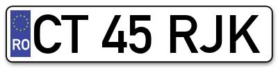 Placuta inmatriculare numar auto  CT-45-RJK, CT 45 RJK, CT45RJK
