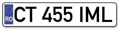 Placuta inmatriculare numar auto  CT-455-IML, CT 455 IML, CT455IML
