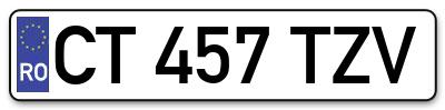 Placuta inmatriculare numar auto  CT-457-TZV, CT 457 TZV, CT457TZV
