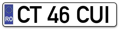 Placuta inmatriculare numar auto  CT-46-CUI, CT 46 CUI, CT46CUI