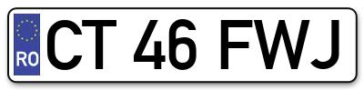 Placuta inmatriculare numar auto  CT-46-FWJ, CT 46 FWJ, CT46FWJ