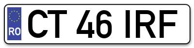 Placuta inmatriculare numar auto  CT-46-IRF, CT 46 IRF, CT46IRF