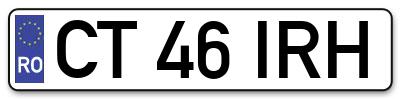 Placuta inmatriculare numar auto  CT-46-IRH, CT 46 IRH, CT46IRH