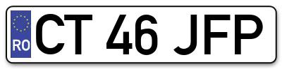 Placuta inmatriculare numar auto  CT-46-JFP, CT 46 JFP, CT46JFP