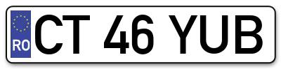 Placuta inmatriculare numar auto  CT-46-YUB, CT 46 YUB, CT46YUB