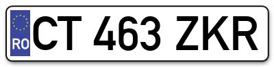 Placuta inmatriculare numar auto  CT-463-ZKR, CT 463 ZKR, CT463ZKR