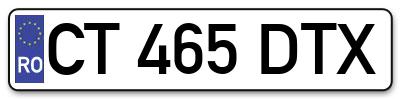 Placuta inmatriculare numar auto  CT-465-DTX, CT 465 DTX, CT465DTX