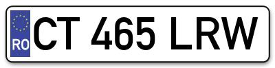 Placuta inmatriculare numar auto  CT-465-LRW, CT 465 LRW, CT465LRW