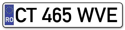 Placuta inmatriculare numar auto  CT-465-WVE, CT 465 WVE, CT465WVE