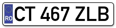 Placuta inmatriculare numar auto  CT-467-ZLB, CT 467 ZLB, CT467ZLB