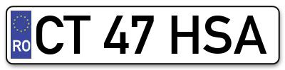 Placuta inmatriculare numar auto  CT-47-HSA, CT 47 HSA, CT47HSA