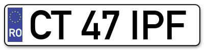 Placuta inmatriculare numar auto  CT-47-IPF, CT 47 IPF, CT47IPF