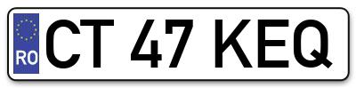 Placuta inmatriculare numar auto  CT-47-KEQ, CT 47 KEQ, CT47KEQ