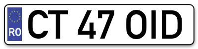 Placuta inmatriculare numar auto  CT-47-OID, CT 47 OID, CT47OID