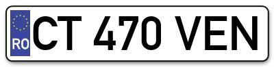 Placuta inmatriculare numar auto  CT-470-VEN, CT 470 VEN, CT470VEN