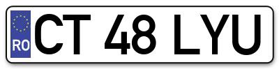 Placuta inmatriculare numar auto  CT-48-LYU, CT 48 LYU, CT48LYU
