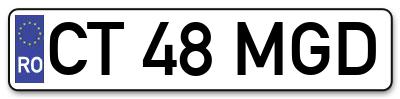 Placuta inmatriculare numar auto  CT-48-MGD, CT 48 MGD, CT48MGD