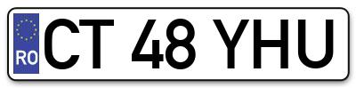 Placuta inmatriculare numar auto  CT-48-YHU, CT 48 YHU, CT48YHU