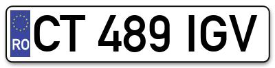 Placuta inmatriculare numar auto  CT-489-IGV, CT 489 IGV, CT489IGV
