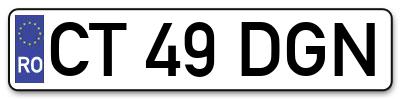 Placuta inmatriculare numar auto  CT-49-DGN, CT 49 DGN, CT49DGN