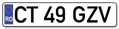 Placuta inmatriculare numar auto  CT-49-GZV, CT 49 GZV, CT49GZV