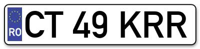 Placuta inmatriculare numar auto  CT-49-KRR, CT 49 KRR, CT49KRR
