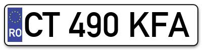 Placuta inmatriculare numar auto  CT-490-KFA, CT 490 KFA, CT490KFA