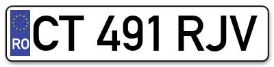 Placuta inmatriculare numar auto  CT-491-RJV, CT 491 RJV, CT491RJV