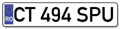 Placuta inmatriculare numar auto  CT-494-SPU, CT 494 SPU, CT494SPU