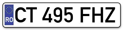 Placuta inmatriculare numar auto  CT-495-FHZ, CT 495 FHZ, CT495FHZ